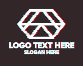 Edm - Geometric Hexagon Glitch logo design