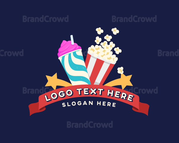 Popcorn Slushy Drink Snacks Logo