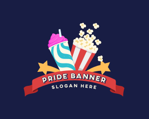 Popcorn Slushy Drink Snacks logo design