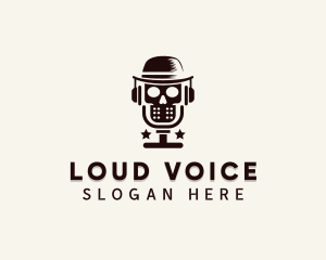 Skull Microphone Podcast logo design