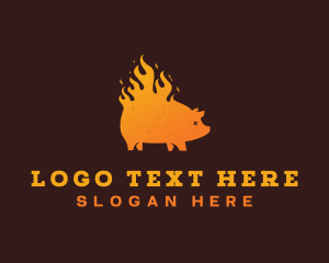 Pig - Gradient BBQ Roast logo design