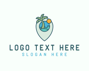 Location Pin - Tropical Island Getaway logo design