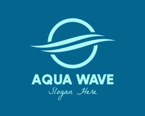 Blue Round Aquatic Wave logo design