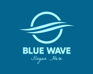 Blue Round Aquatic Wave logo design