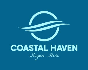 Bay - Blue Round Aquatic Wave logo design