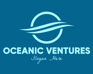 Blue Round Aquatic Wave logo design