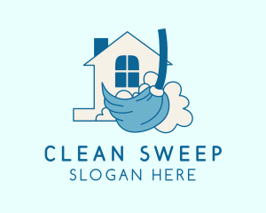 House Sweeping Broom logo design