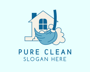 Disinfecting - House Sweeping Broom logo design