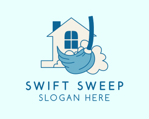 House Sweeping Broom logo design