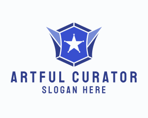 Geometric Gem Star Crest logo design