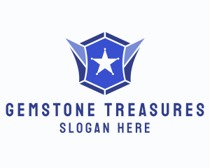 Geometric Gem Star Crest logo design