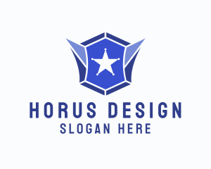 Geometric Gem Star Crest logo design