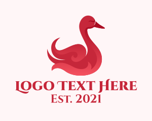Bird Sanctuary - Gradient Pink Goose logo design
