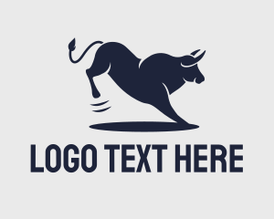 Charging Bull - Blue Strong Bull logo design