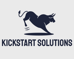 Kicking - Blue Strong Bull logo design