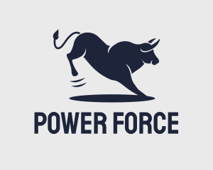 Aggressive - Blue Strong Bull logo design