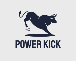 Kick - Blue Strong Bull logo design