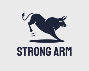 Blue Strong Bull   logo design