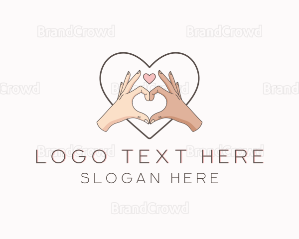 Couple Hand Heart Sign Logo