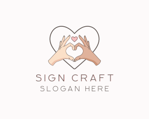 Couple Hand Heart Sign logo design