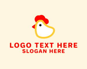 Rooster - Cute Chicken Head logo design