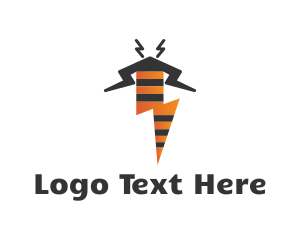 Pushpin - Electric Thunder Bolt Bee logo design