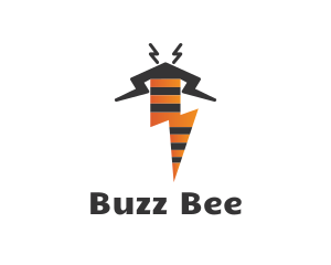 Buzz - Electric Thunder Bolt Bee logo design