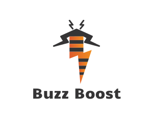 Buzz - Electric Thunder Bolt Bee logo design