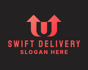 Delivery - Arrow Delivery Letter U logo design