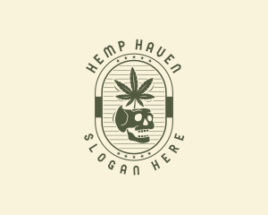 Marijuana Leaf Skull logo design