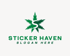 Marijuana Leaf Letter S logo design