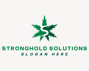 Marijuana Leaf Letter S logo design