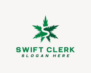 Marijuana Leaf Letter S logo design