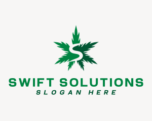 Marijuana Leaf Letter S logo design