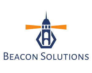 Blue Lighthouse Beacon logo design