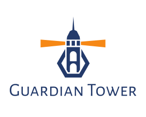 Watchtower - Blue Lighthouse Beacon logo design