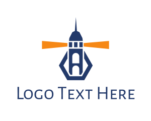 Hexagon - Blue Lighthouse Beacon logo design