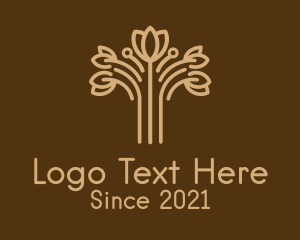 Botanical - Brown Flower Outline logo design