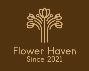 Brown Flower Outline  logo design