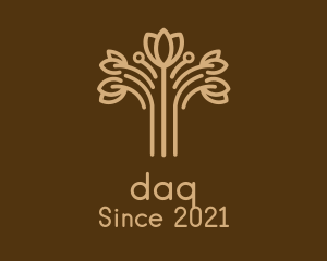 Natural - Brown Flower Outline logo design