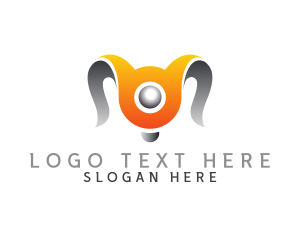 Technology - Gradient Robot Horns logo design