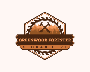 Forest Woodwork Hammer logo design