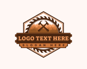 Hexagon - Forest Woodwork Hammer logo design