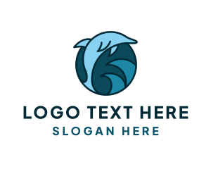 Oceanic - Blue Ocean Dolphin logo design