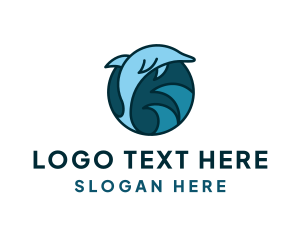 Sea Creature - Blue Ocean Dolphin logo design