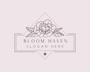 Peony Floral Bloom logo design