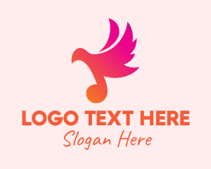 Pigeon - Gradient Musical Note Bird logo design
