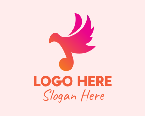 Gradient Musical Note Bird logo design