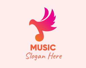 Gradient Musical Note Bird logo design