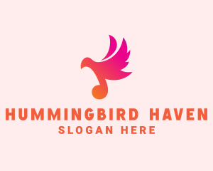 Gradient Musical Note Bird logo design